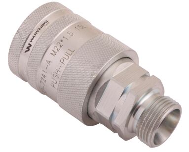 Szybkozłącze hydrauliczne gniazdo z eliminatorem ciśnienia M22x1.5 gwint zew. EURO PUSH-PULL (9100822G) (ISO 7241-A) Waryński WIAM22MZ-PPE
