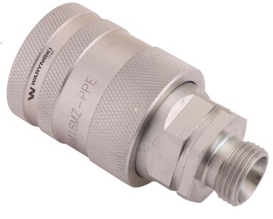 Szybkozłącze hydrauliczne gniazdo z eliminatorem ciśnienia M18x1.5 gwint zew. EURO PUSH-PULL (9100818G) (ISO 7241-A) Waryński WIAM18MZ-PPE
